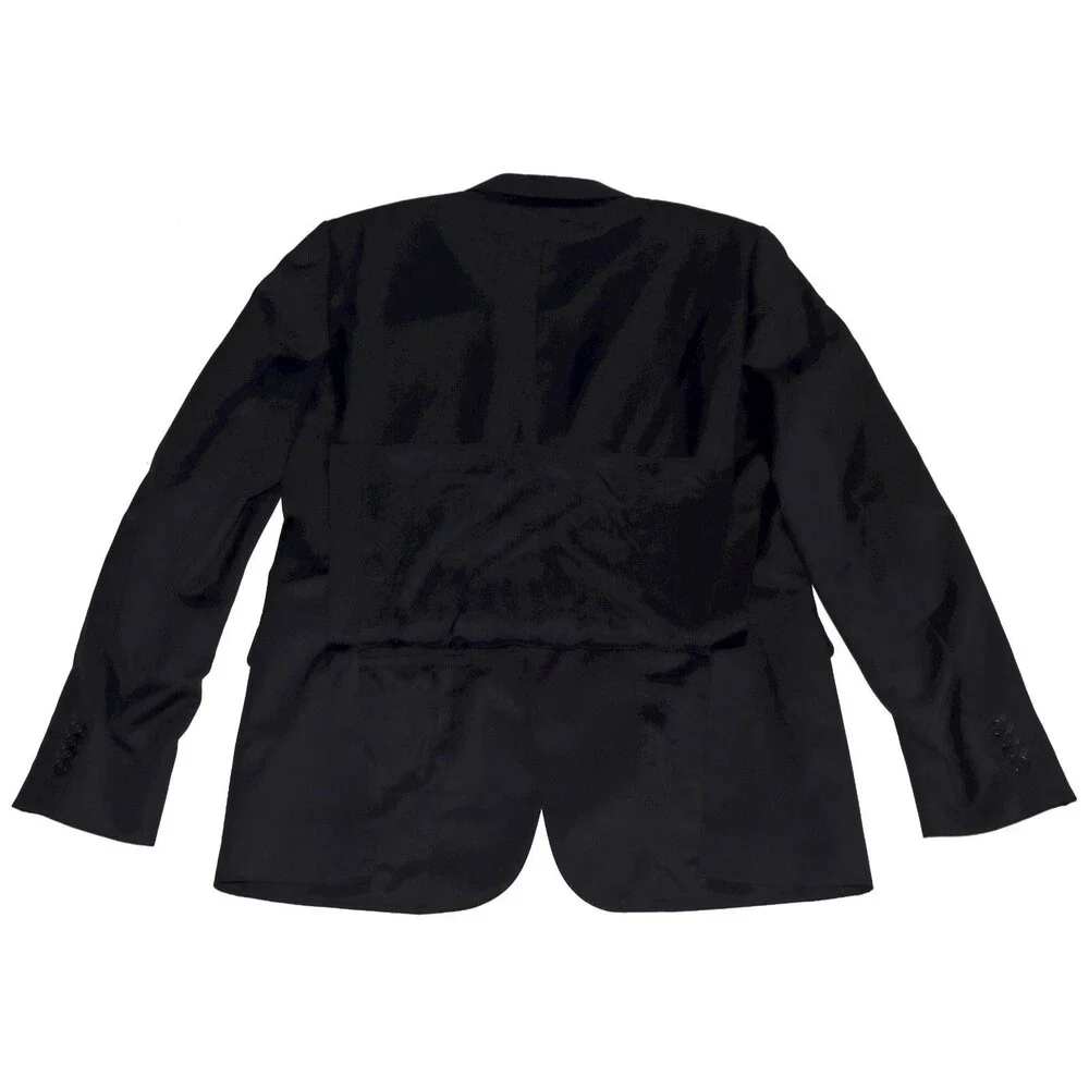 Z Zegna Drop 8 Wool Mens Duel Vent Two Button Double Vent Black Blazer Size 52 R